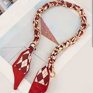 Red and Gold Chain Bag Scarf